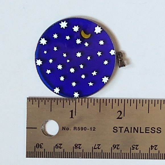 Antica Murrina Venezia Italian Murano Glass Blue Sky Stars Moon 2 Inch Pendant - Picture 4 of 8